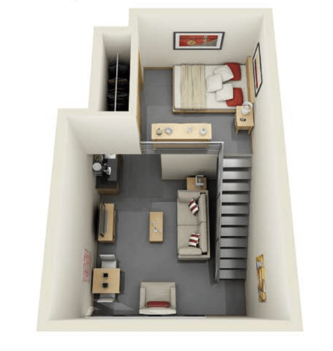 Floor plan for studio, 1 bath, 462 sqft